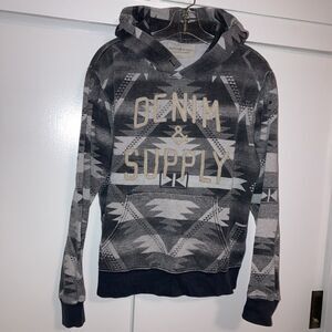 Denim & Supply Ralph Lauren Aztec Print Pullover Hoodie Men Adult Medium Gray